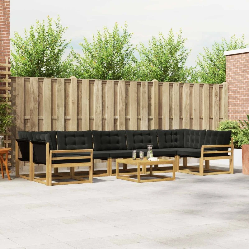 vidaXL Udendørs Sofagruppe 8 stk Hvid og Sort 79x79x37 cm