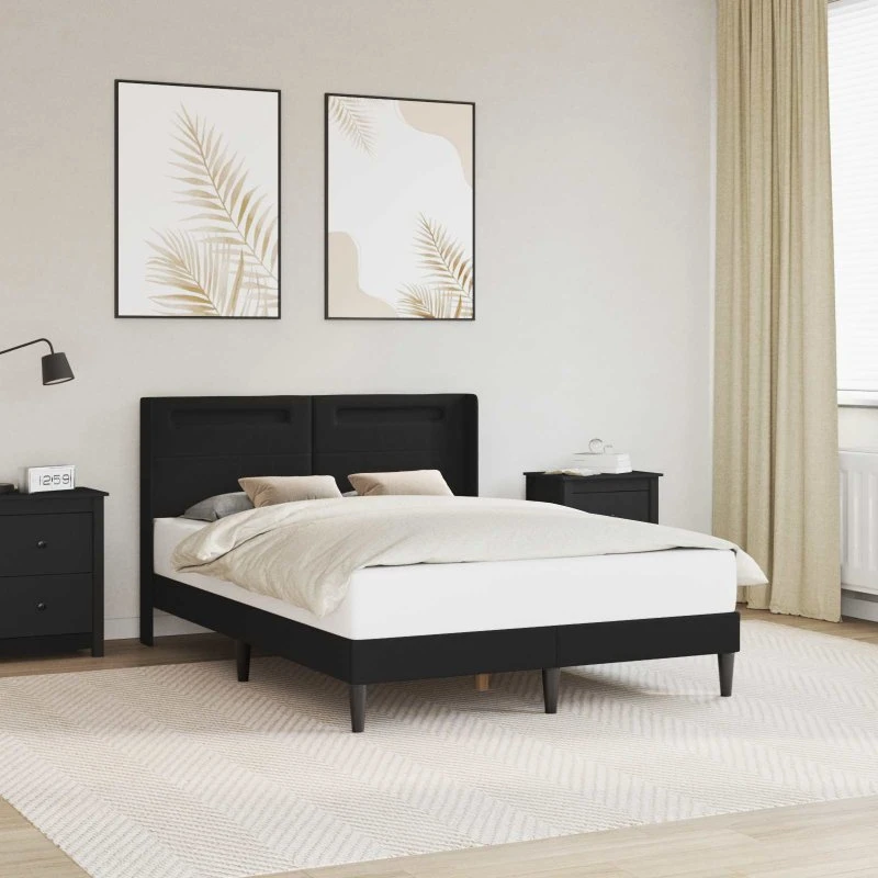 vidaXL Sengestel med LED-lysstrimler, Sort, 120 x 200 cm
