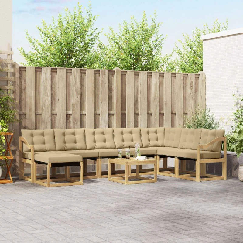 vidaXL Udendørs Sofagruppe 9 pcs Hvid og Beige