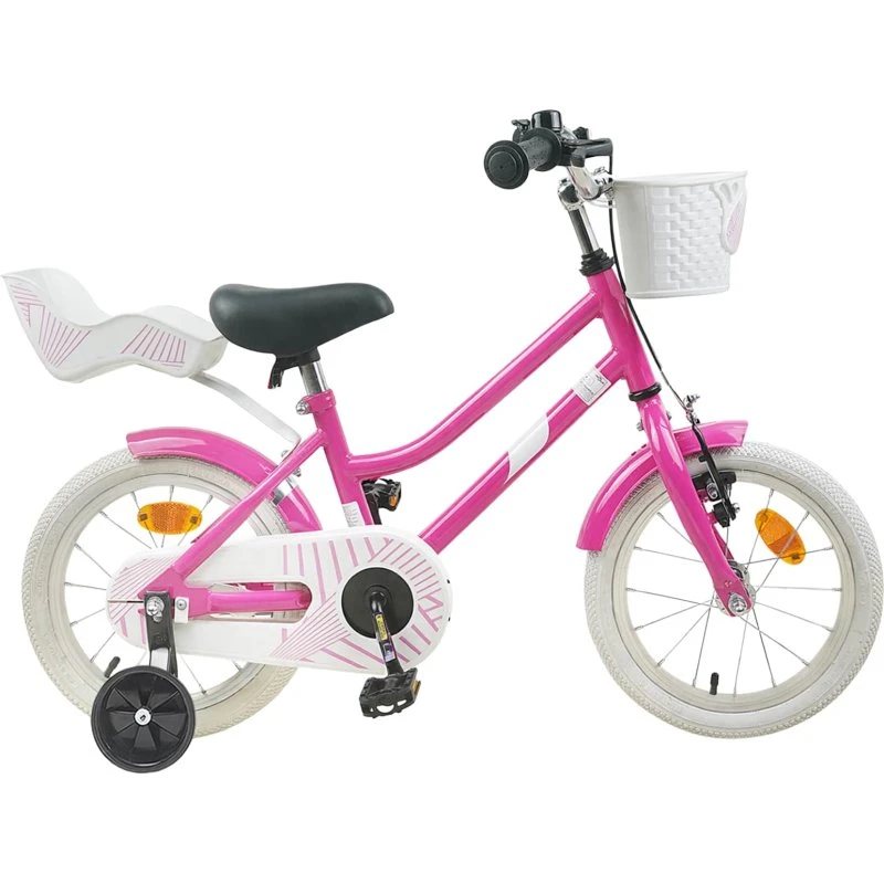 vidaXL Børnecykel 14 tommer, mørk pink, 3-5 år