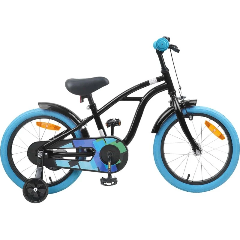 vidaXL Børnecykel 16 tommer Sort 4-6 år