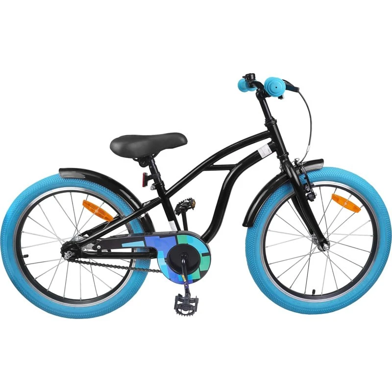 vidaXL Børnecykel 18 tommer, Sort, til 5-7 år