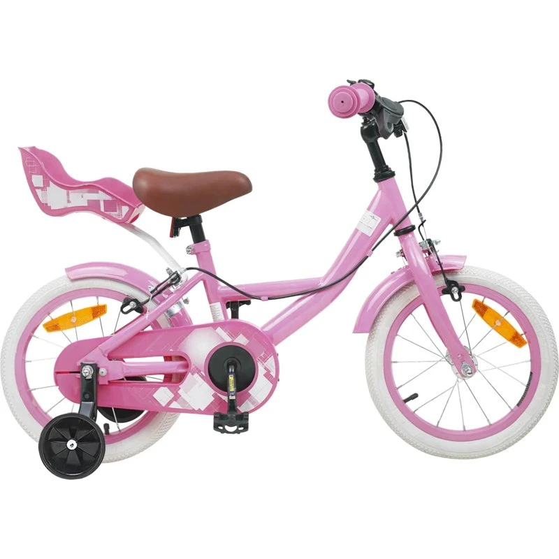 vidaXL Børnecykel 14 tommer Lys pink, justerbart styr og sæde