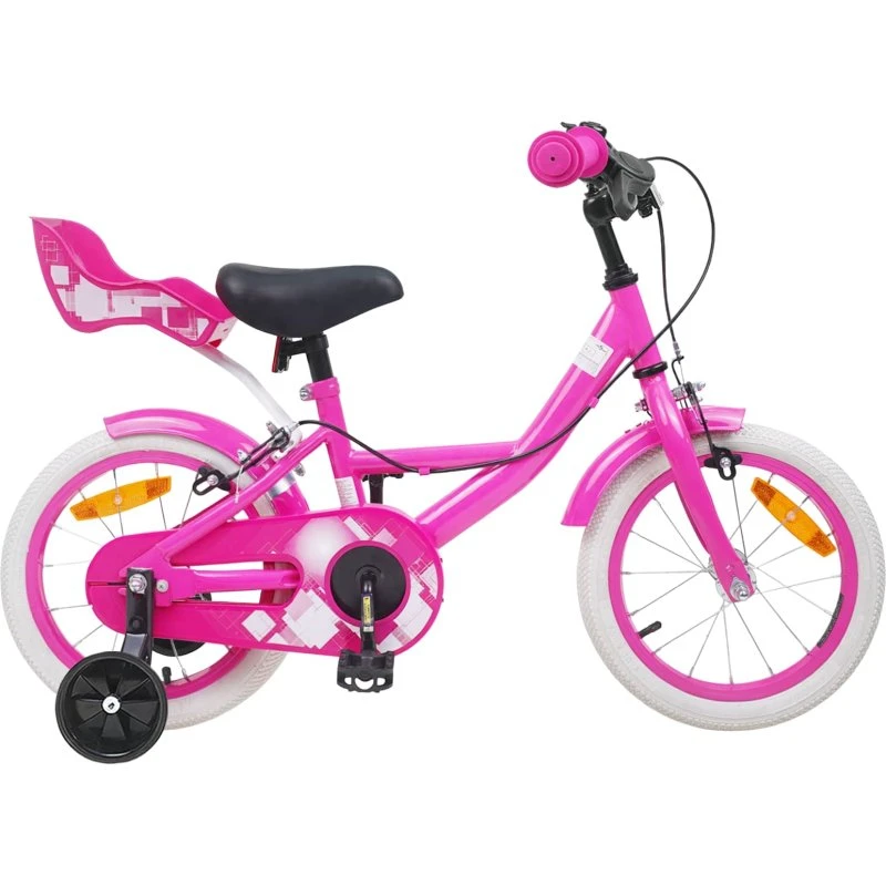 vidaXL Børnecykel 14 tommer Lyserød, justerbart styr og sæde, 3-5 år
