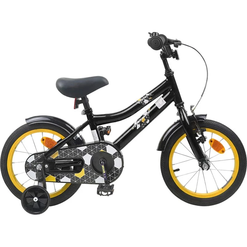 vidaXL Børnecykel 14 tommer, sort, justerbart styr og sæde
