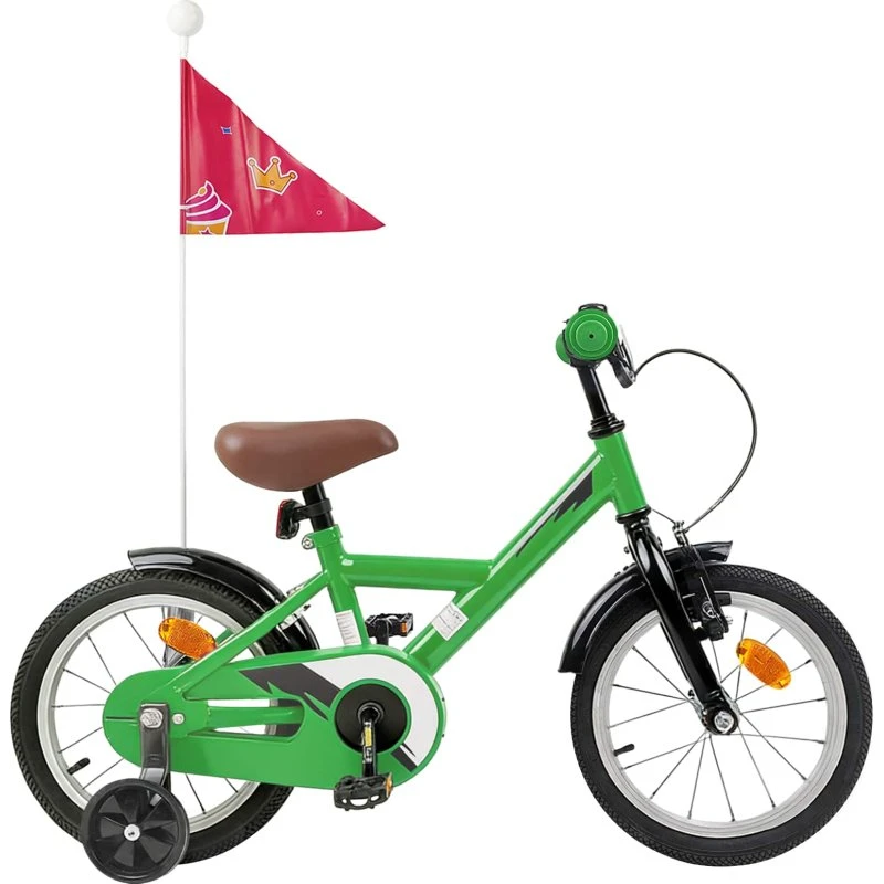 vidaXL Børnecykel 14 tommer Grøn, 3-5 år