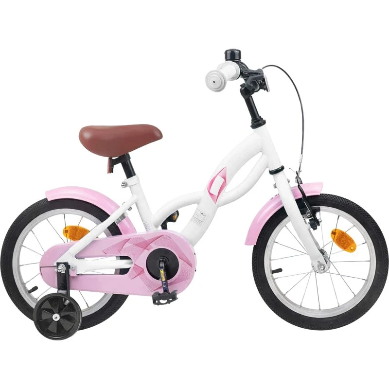 vidaXL Børnecykel 14 tommer, hvid, 3-5 år