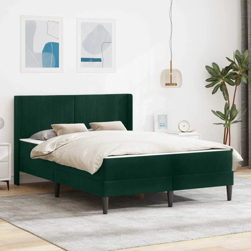 vidaXL Sengeramme med Madras Mørkegrøn 120 x 190 cm Fløjl