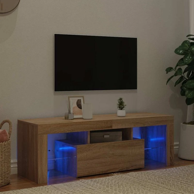 vidaXL Tv-bord med LED-lys 120x35x40 cm Sonoma-eg