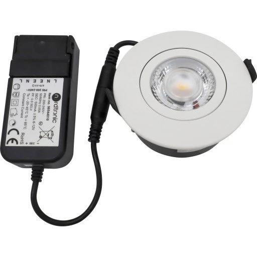 Nordtronic Low Profile Flexible G2, indbygningsspot, Ø7,5 cm, hvid, DTW