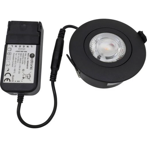 Nordtronic Low Profile Flexible indbygningsspot, Ø7,5 cm, DTW, sort