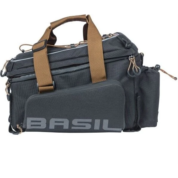 Basil Miles XL Pro trunkbag 9–36 L, sort/lime med reflekser
