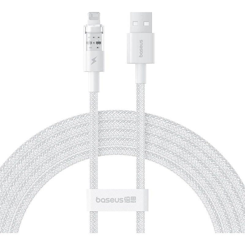 Baseus Gem USB til Lightning kabel, 2 m, 2,4 A, hvid