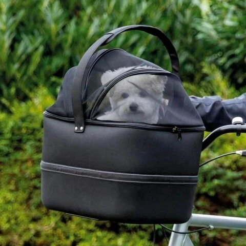 Universal cykeltaske til hunde 2-i-1, sort (op til 6 kg)