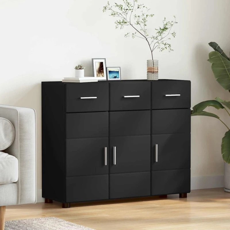 vidaXL Sideboard FLORIN Sort 88,5 x 30,5 x 73 cm Konstrueret Træ