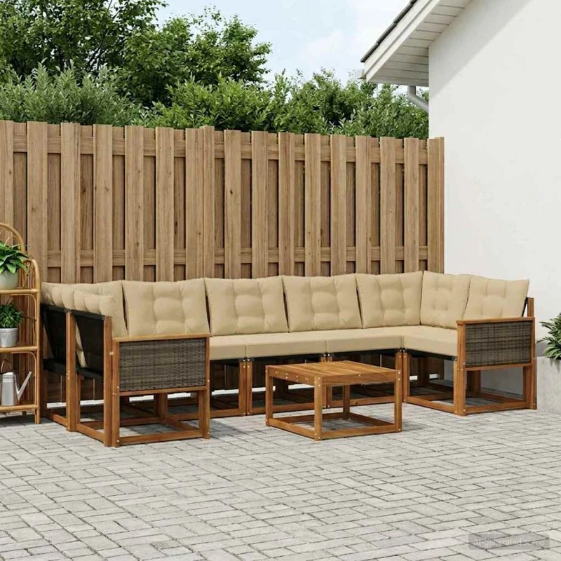 vidaXL Udendørs Sofagruppe 8 pcs Naturlig/Beige