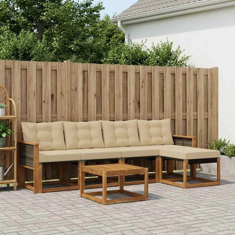 vidaXL Udendørs Sofagruppe 6 pc Naturlig/Beige