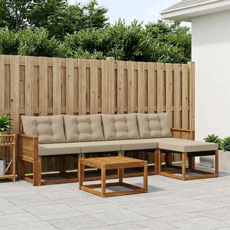 vidaXL Udendørs Sofagruppe 6 pc Naturlig/Beige