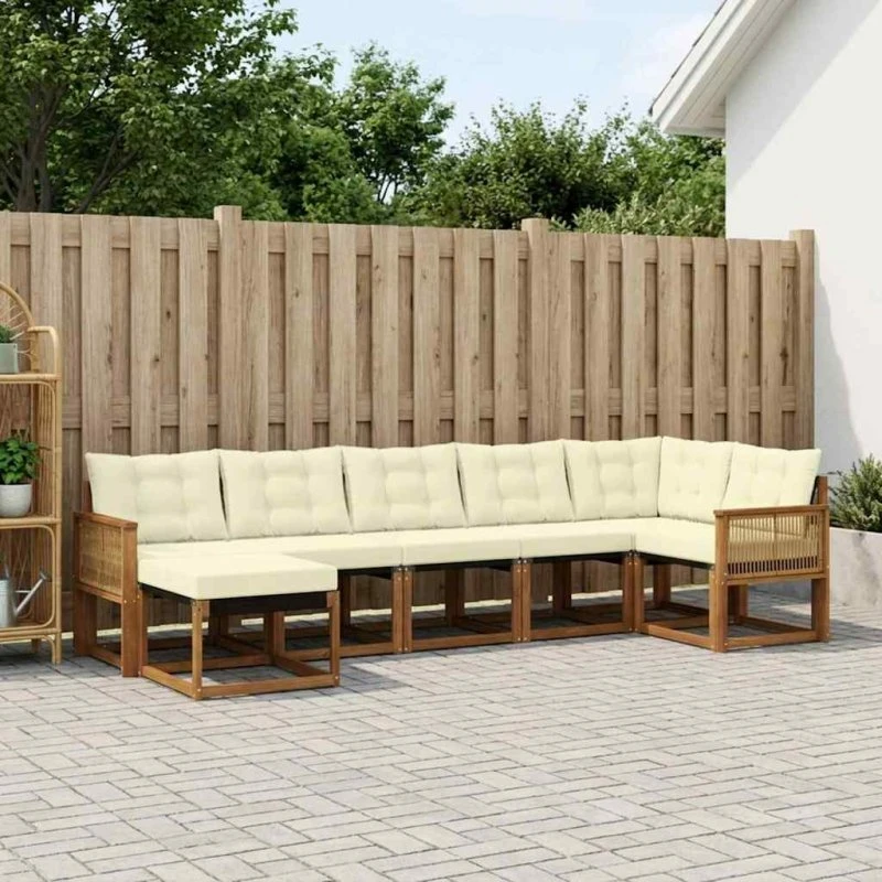 vidaXL Udendørs Sofagruppe 7 pcs Naturlig/Fløde