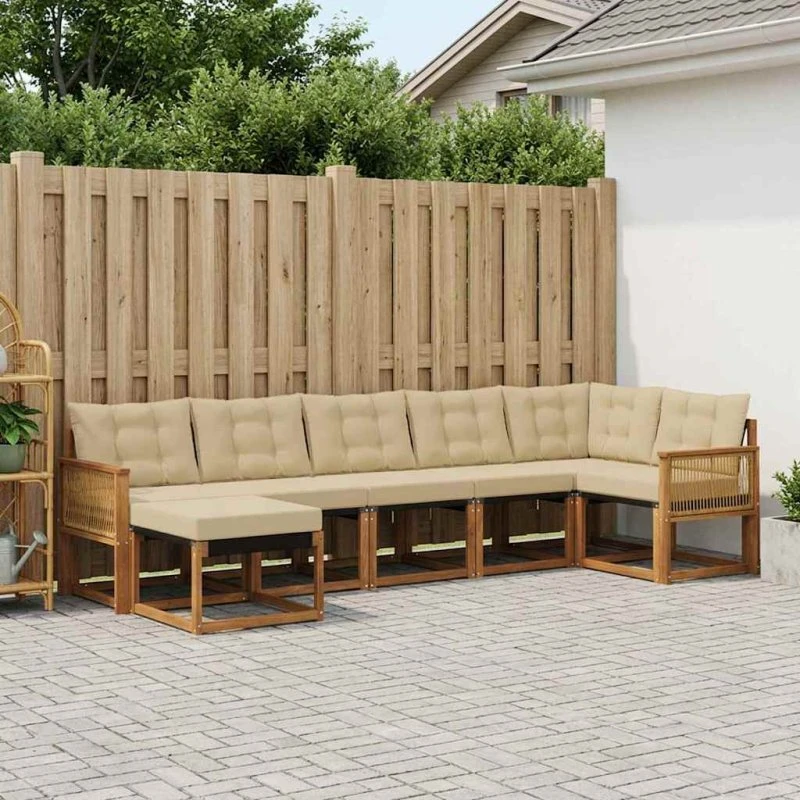 vidaXL Udendørs Sofagruppe 7 pcs Naturlig/Beige