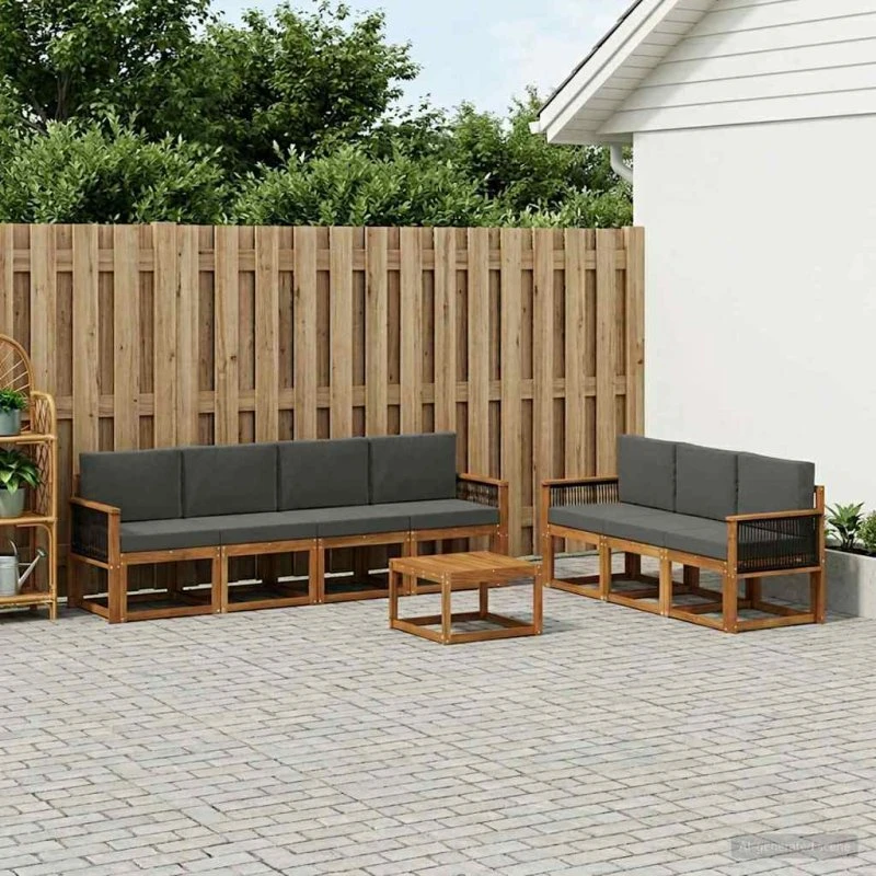 vidaXL Udendørs Sofagruppe 7 Deler Naturlig/Antracit