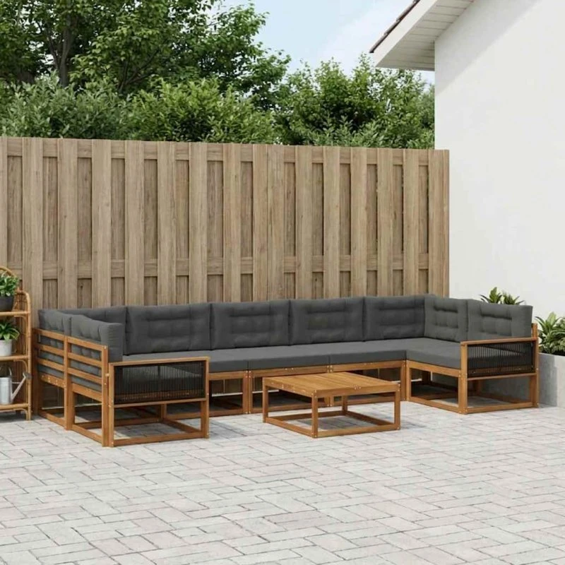 vidaXL Udendørs Sofagruppe 8 dels Naturlig & Antracit