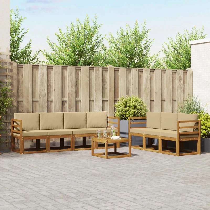 vidaXL Udendørs Sofagruppe 8 dels Naturlig/Beige