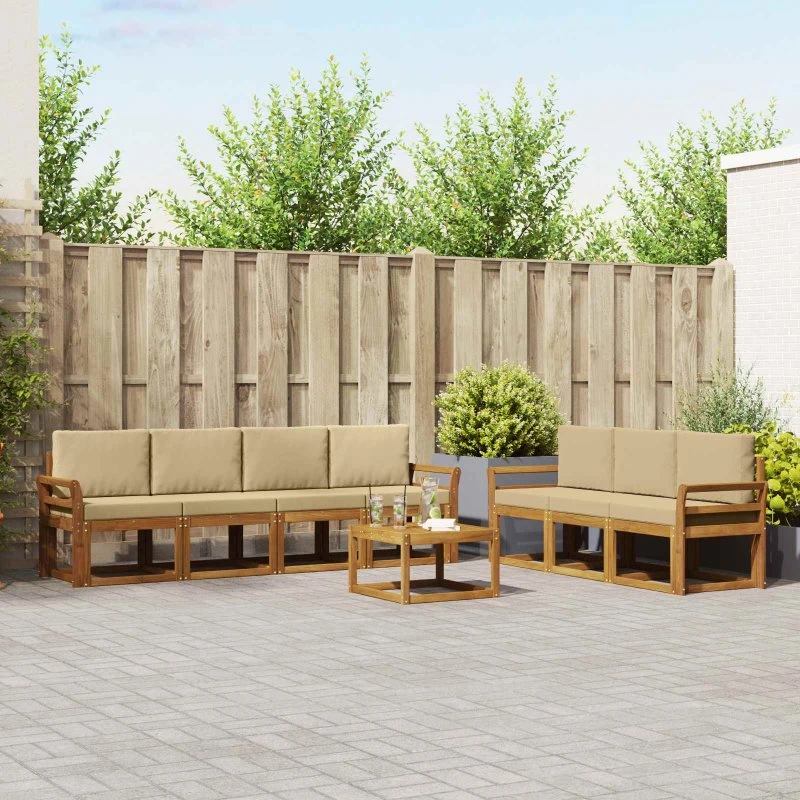vidaXL Udendørs Sofagruppe 8 dels Naturlig/Beige