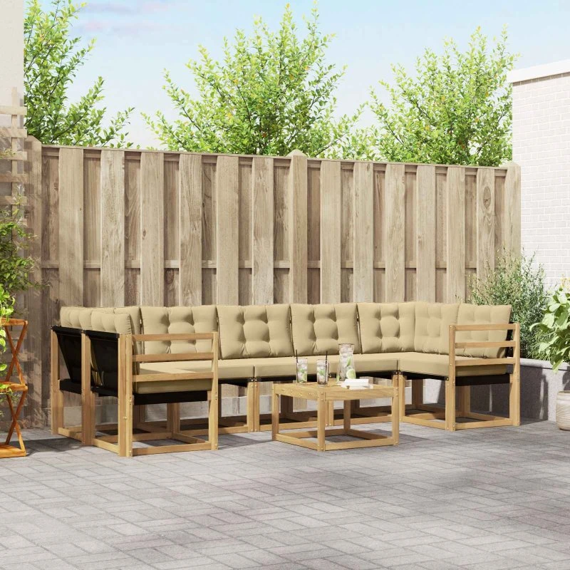 vidaXL Udendørs Sofagruppe 8 stk Hvid og Beige