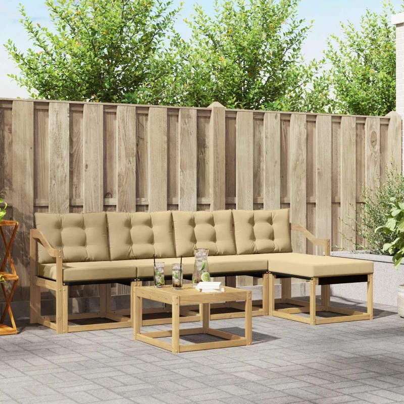 vidaXL Udendørs Sofagruppe 6 pc Hvid og Beige