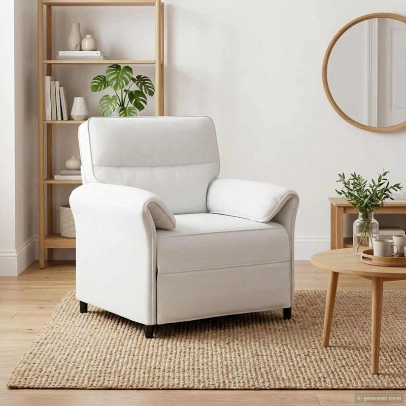 vidaXL Sofa 100% Polyester Metalramme MDF, Hvid, 1- (70 cm)