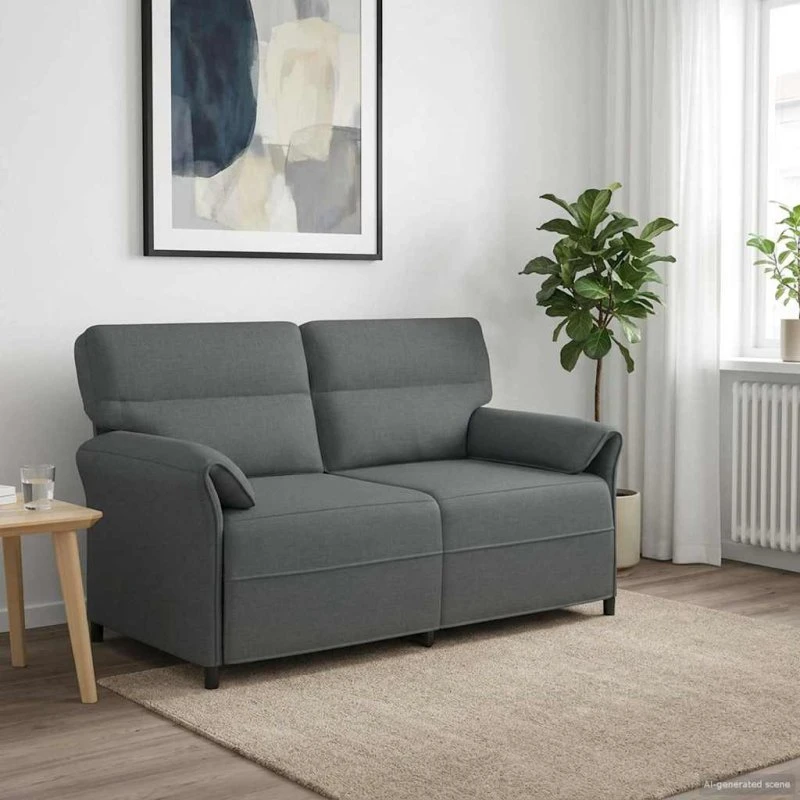 vidaXL 2-sæder Mørkegrå Sofa 140 cm, 100% Polyester, Metalramme, MDF
