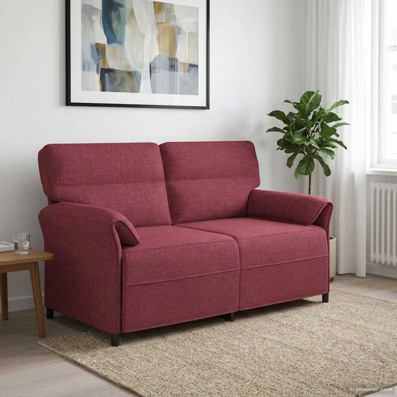vidaXL 2-sæder Sofa 140 cm Vinrød 100% Polyester Metalramme MDF
