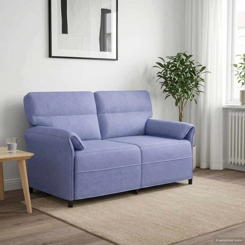 vidaXL 2-sæder Sofa 140 cm, Jeans Blå, 100% Polyester, Metalramme, MDF, Krydsfinér