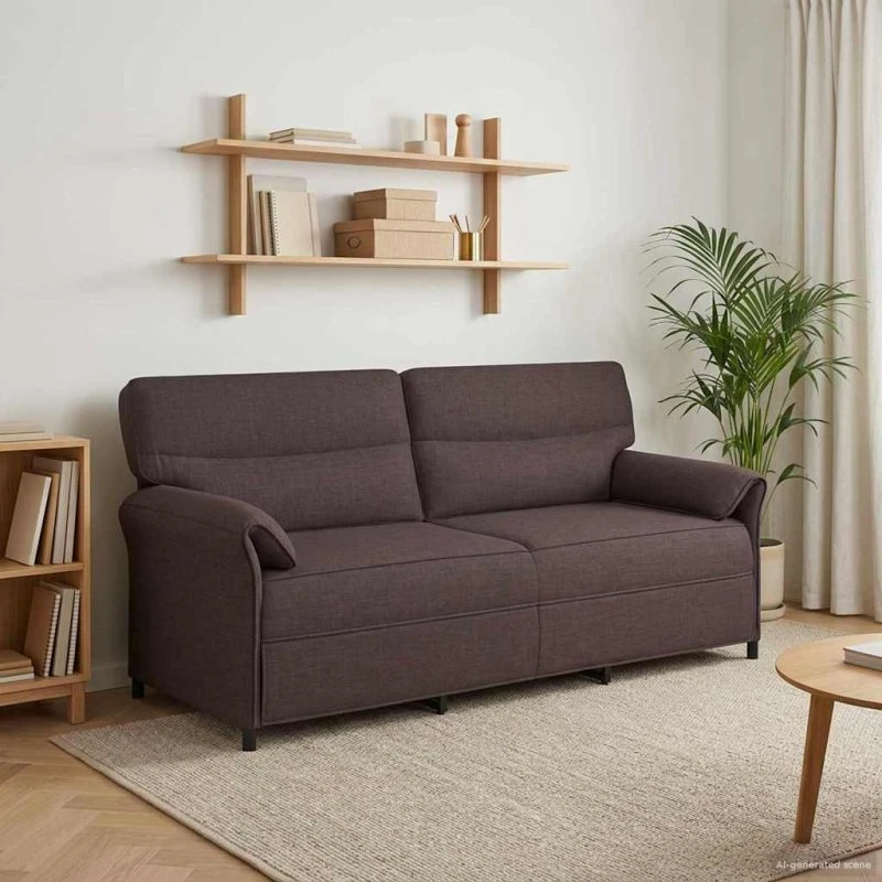 vidaXL 3-personers Sofa Mørkebrun, 100% Polyester, Metalramme & MDF
