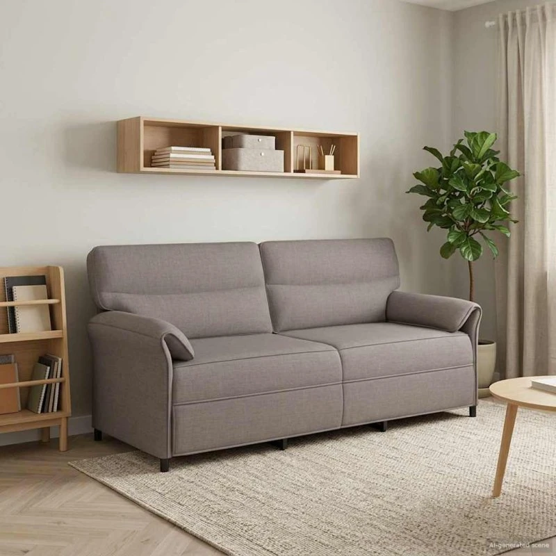vidaXL 3-personers Sofa Gråbrun 180 cm, 100% Polyester, Metalramme & MDF