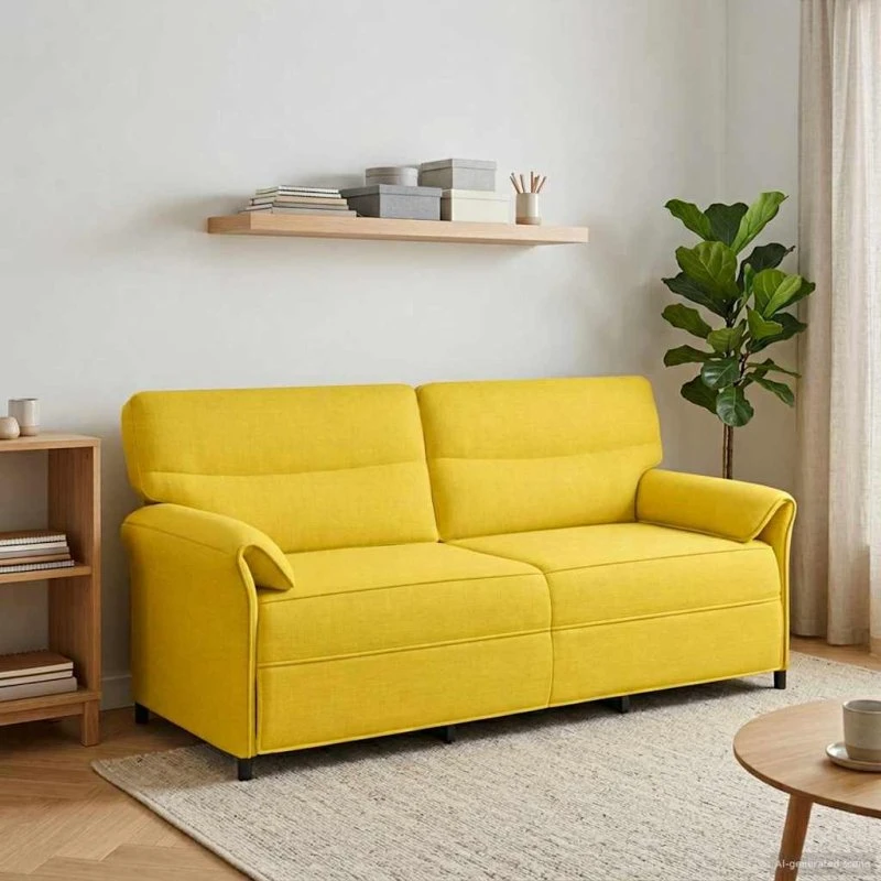 vidaXL 3-personers Sofa 100% Polyester, Metalramme, Krydsfinér, Lysegul