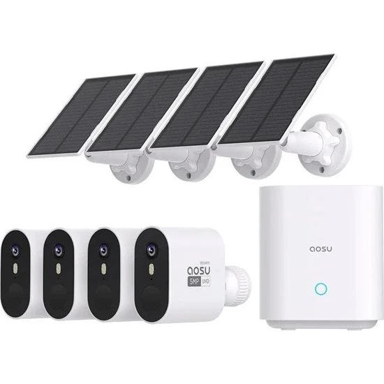 Aosu SolarCam System Max 4-kamera solenergi overvågning
