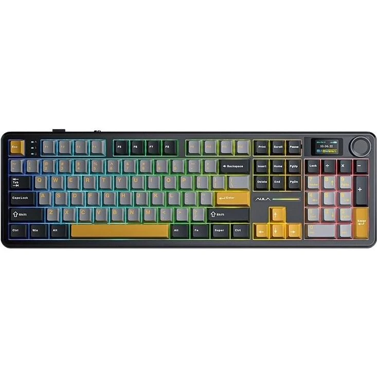AULA F108 Pro mekanisk RGB-tastatur, Gray/Orange/Deep Gray, Reaper Switch