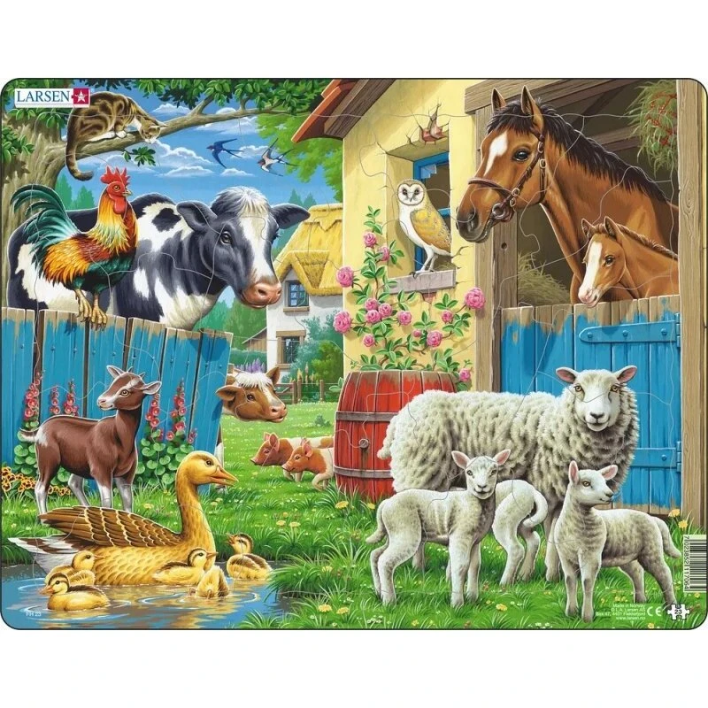 Larsen Puzzles Farm Animals – 23 brikker, 36,5x28,5 cm, Maxi (5+)