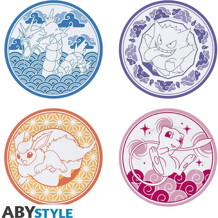 Pokémon Set af 4 Tallerkener – Japansk Stil