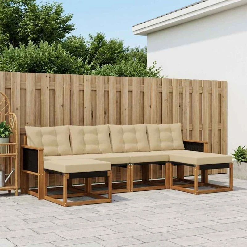 vidaXL Udendørs Sofagruppe 6 pcs Naturlig/Beige
