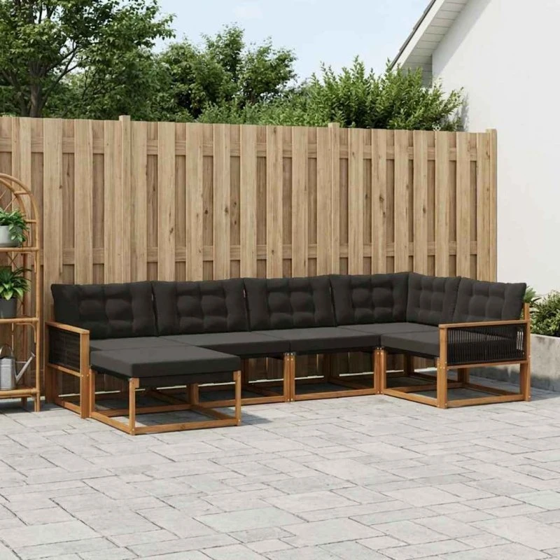 vidaXL Udendørs Sofagruppe 6 pcs Naturfarvet og Sort