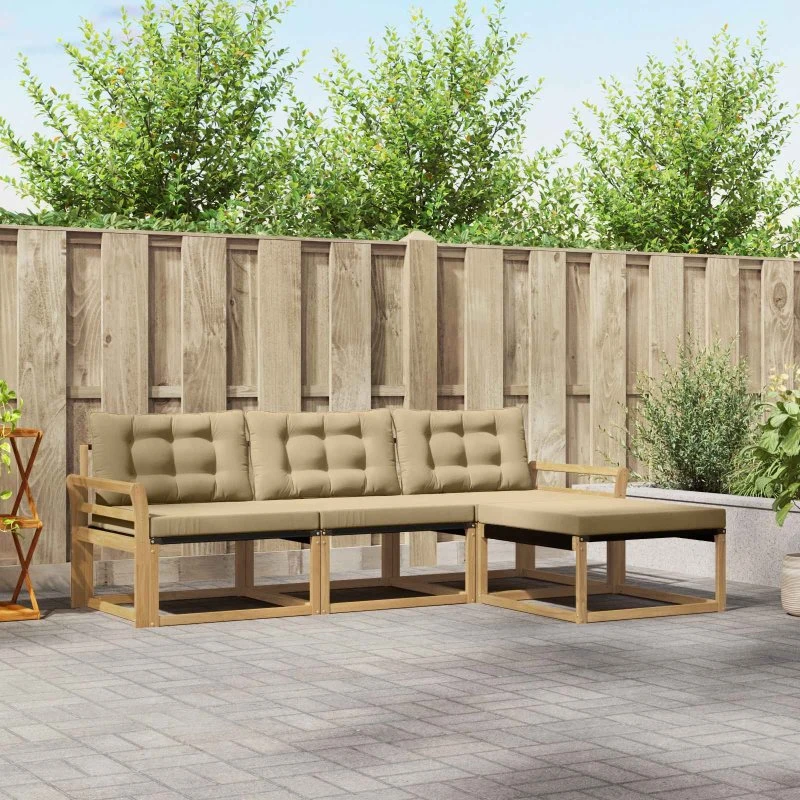 vidaXL Udendørs Sofagruppe 4-del 4 pcs Hvid og Beige
