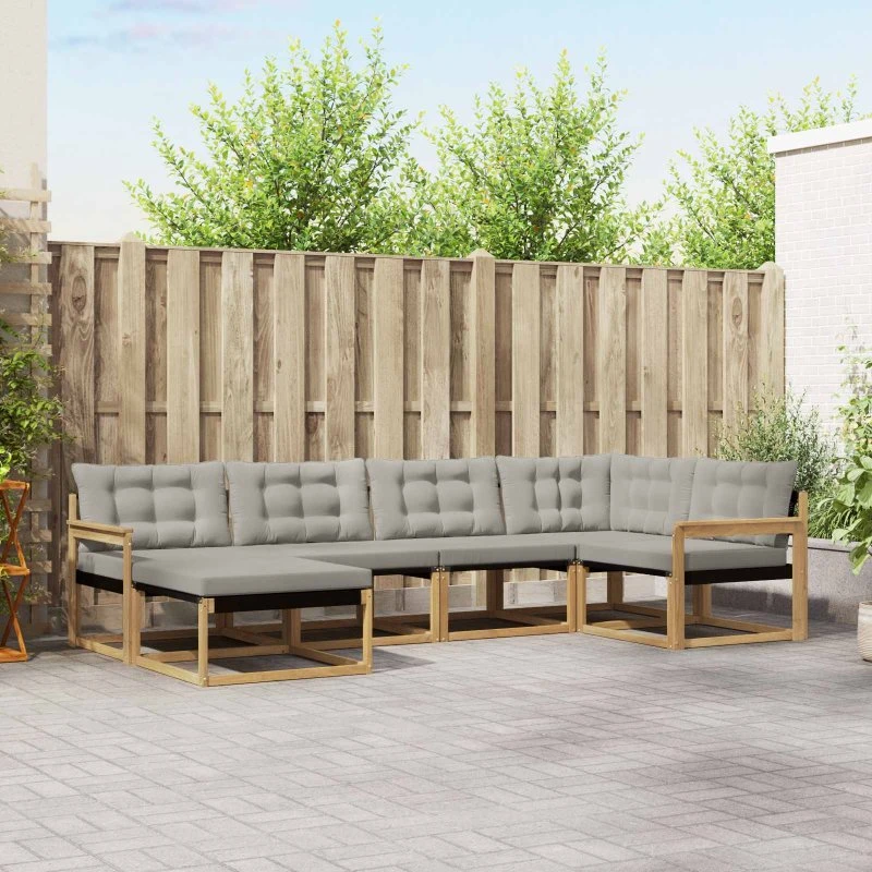 vidaXL Udendørs Sofagruppe 6 stk Hvid/Lysgrå 327 x 168,5 x 73 cm