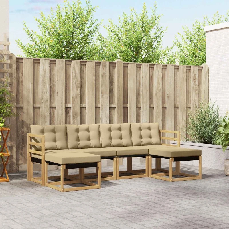 vidaXL Udendørs Sofagruppe 6-pces Hvid og Beige