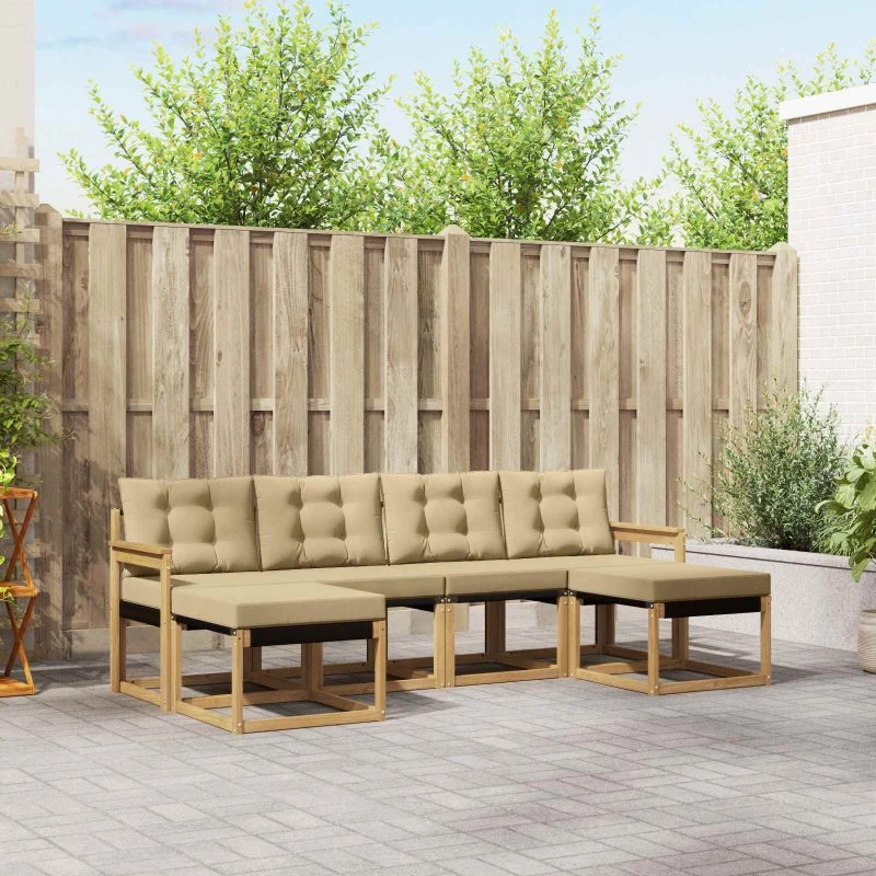 vidaXL Udendørs Sofagruppe 6-pces Hvid og Beige