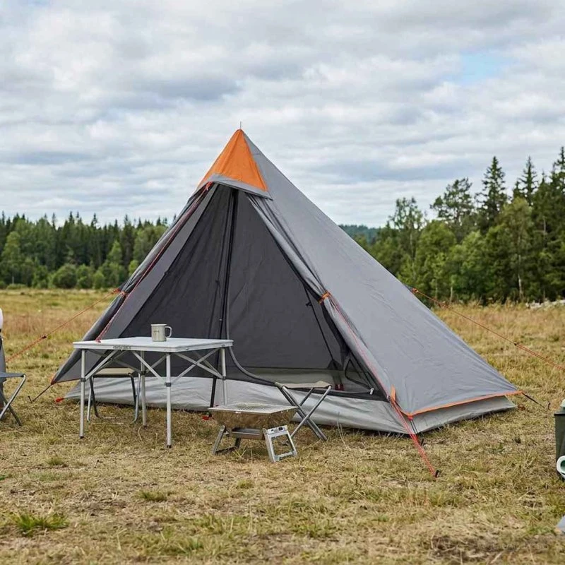 vidaXL Backpackingtelt Grå og Orange 222 x 85 x 125 cm