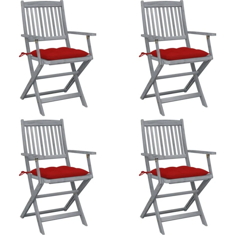 vidaXL Foldbare Havestole 4 stk. Gråvasket Akacietræ