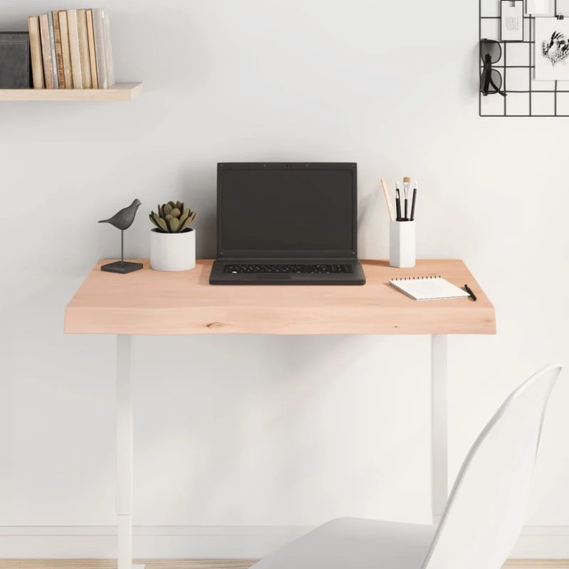 vidaXL 80x60 cm ubehandlet massivt egetræ bordplade